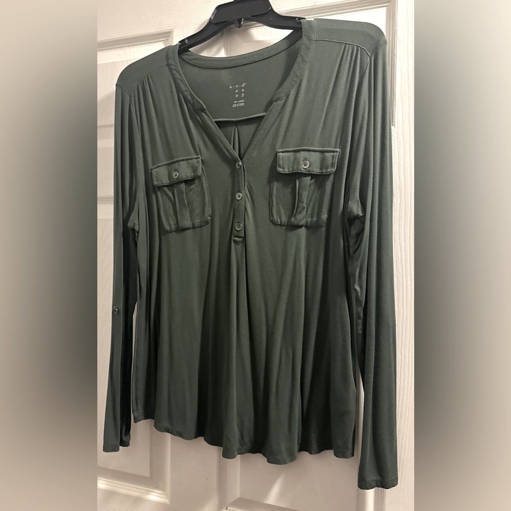 NWOT. A New Day Dress Blouse in Olive. Size XXL.